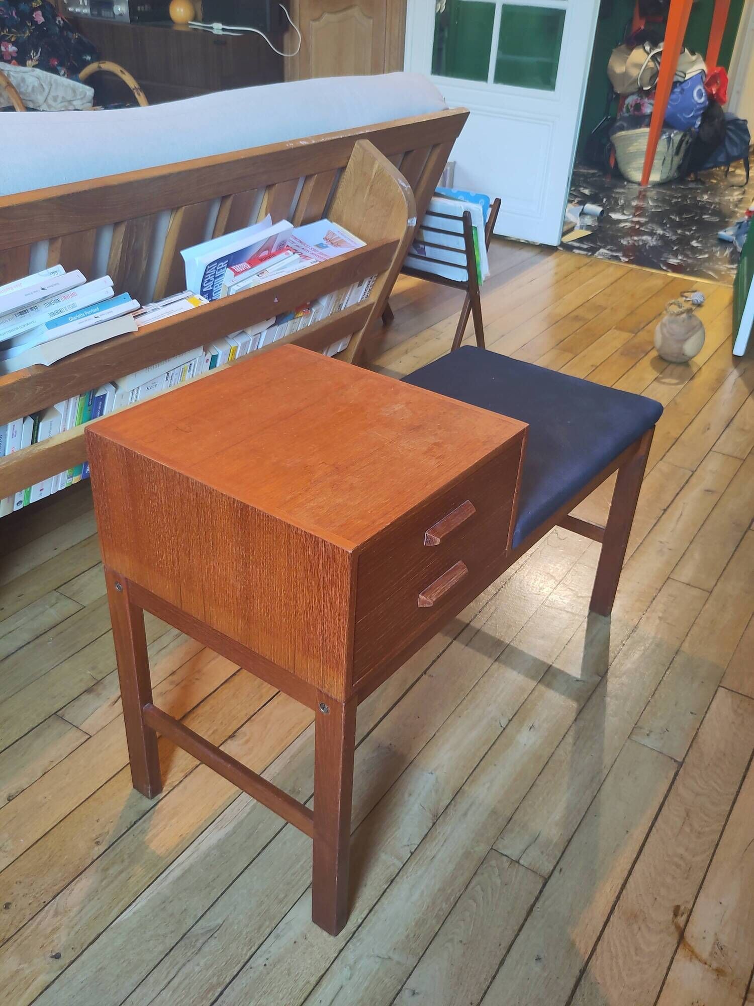 Vintage Scandinavian telephone bench