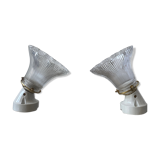 Lot 2 vintage striated glass wall lamps