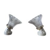 Lot 2 vintage striated glass wall lamps