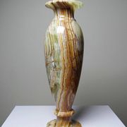 Vintage baluster vase in green striped onyx, Italy, mid-century.