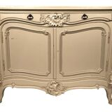Low rocaille style sideboard in cream lacquered wood, circa 1900