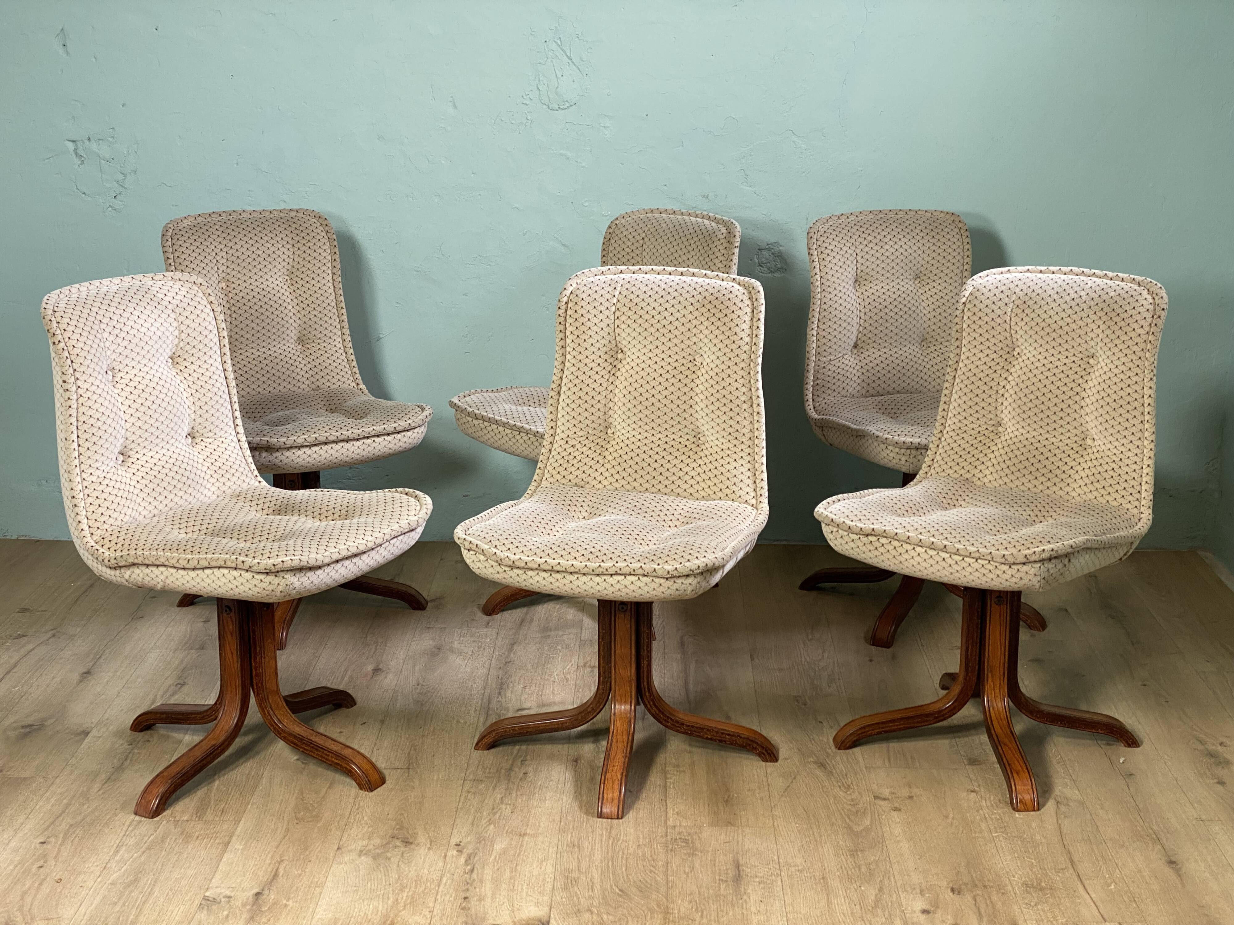 6 Swivel Bucket Chairs Scandinavian Design Vintage 60 70