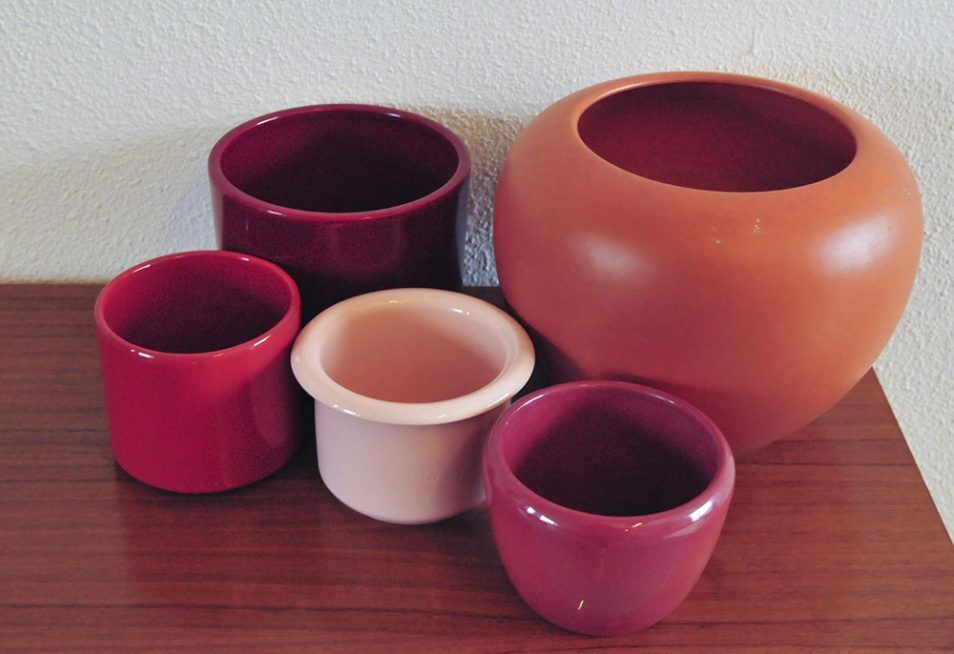 Burgundy red flower pot.