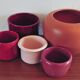 Burgundy red flower pot.