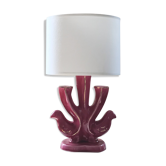 Lampe céramique, rose et doré,  de François Lembo 1960