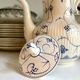 Sarreguemines coffee pot in white and blue earthenware, "Copenhagen" pattern - early 20th century