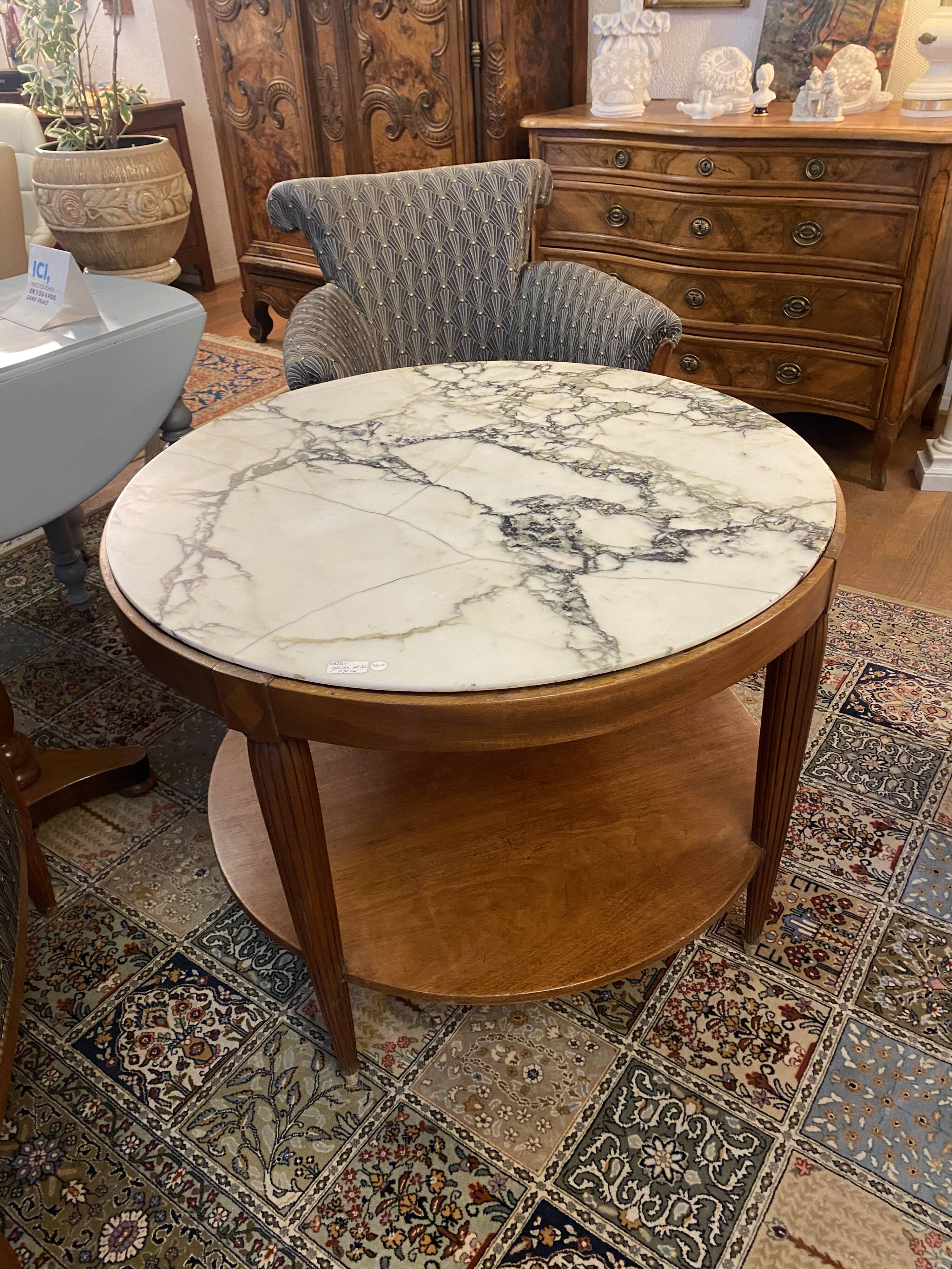Art deco pedestal table, marble top