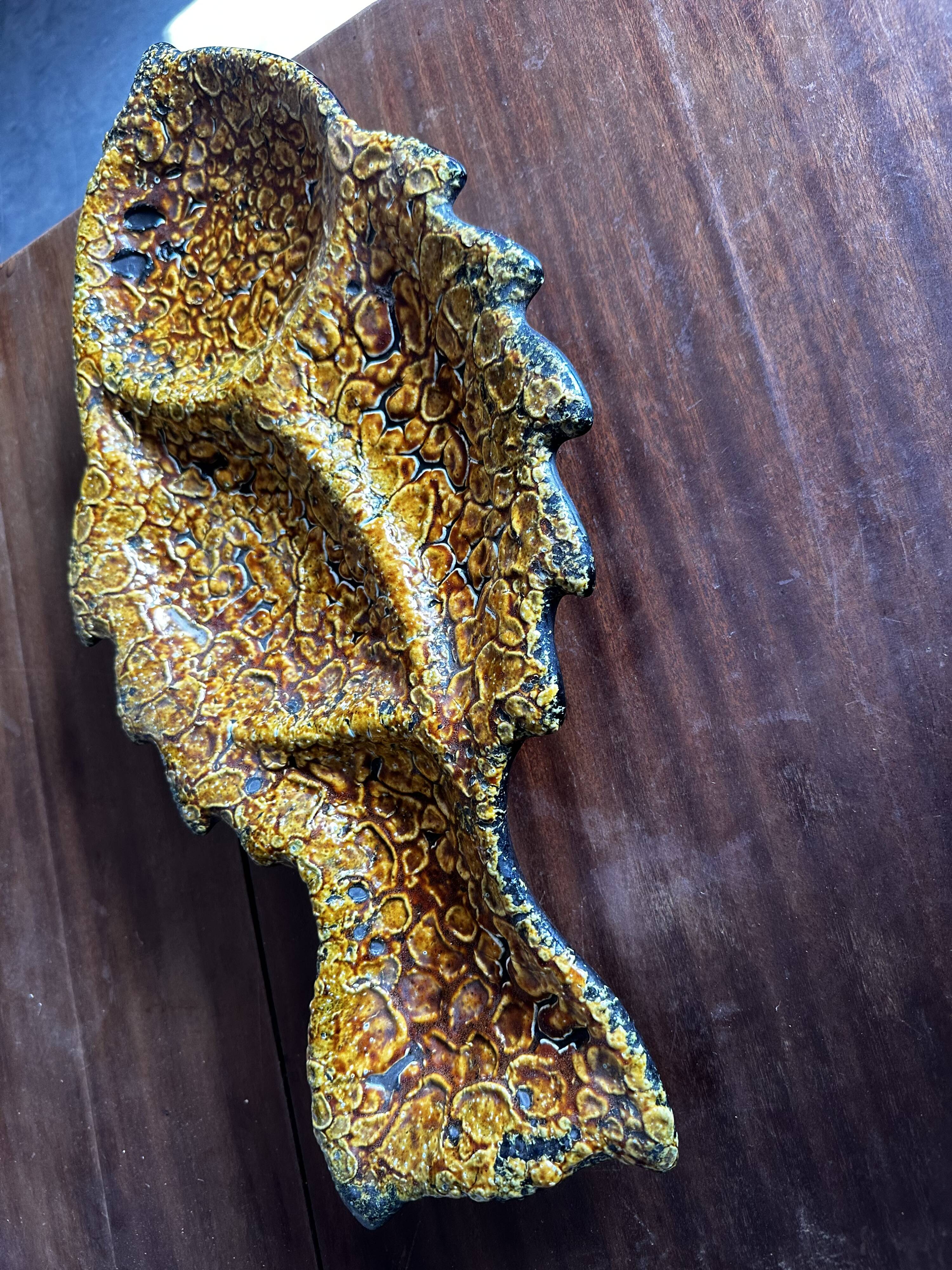 Vallauris appetizer dish in fat lava earthenware in the shape of a fish