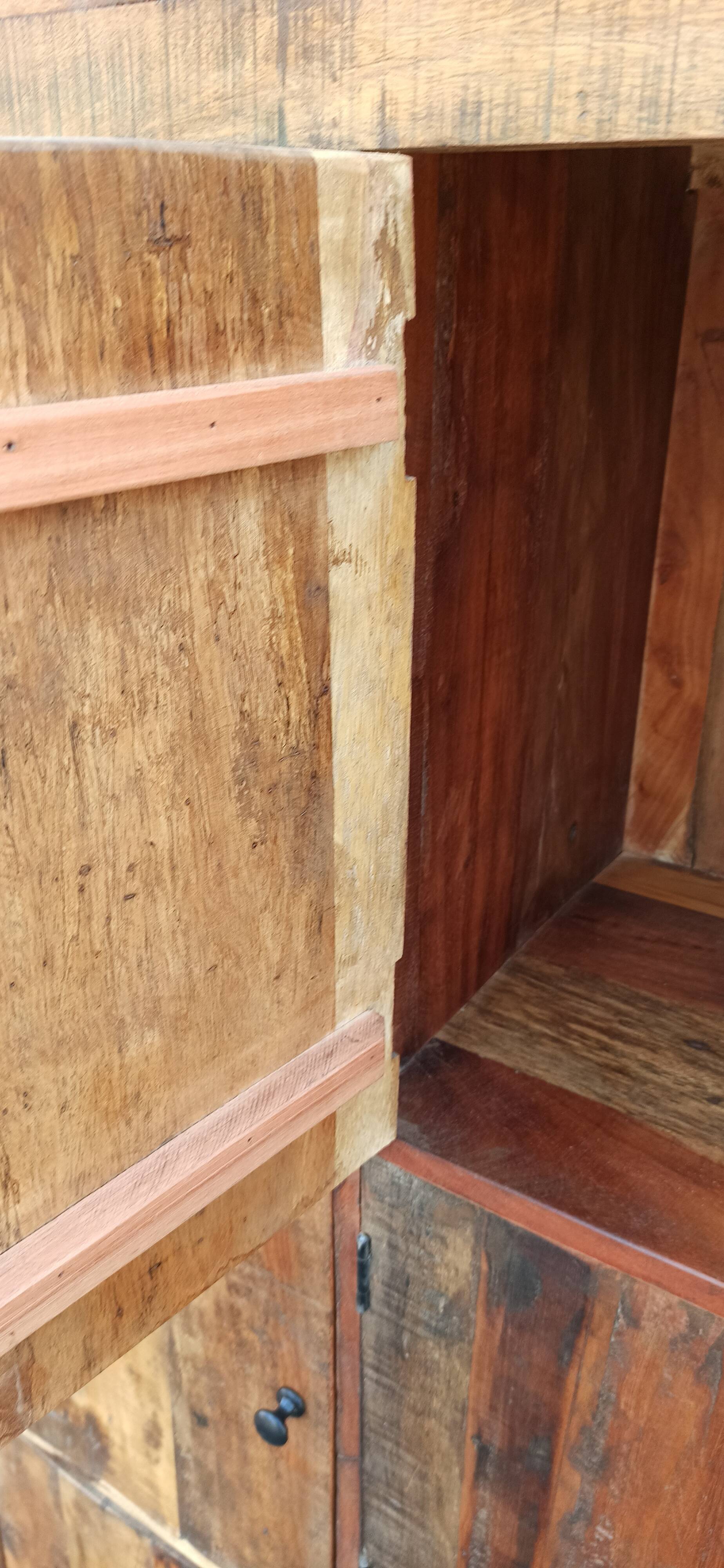 Nine-door wardrobe in old wood