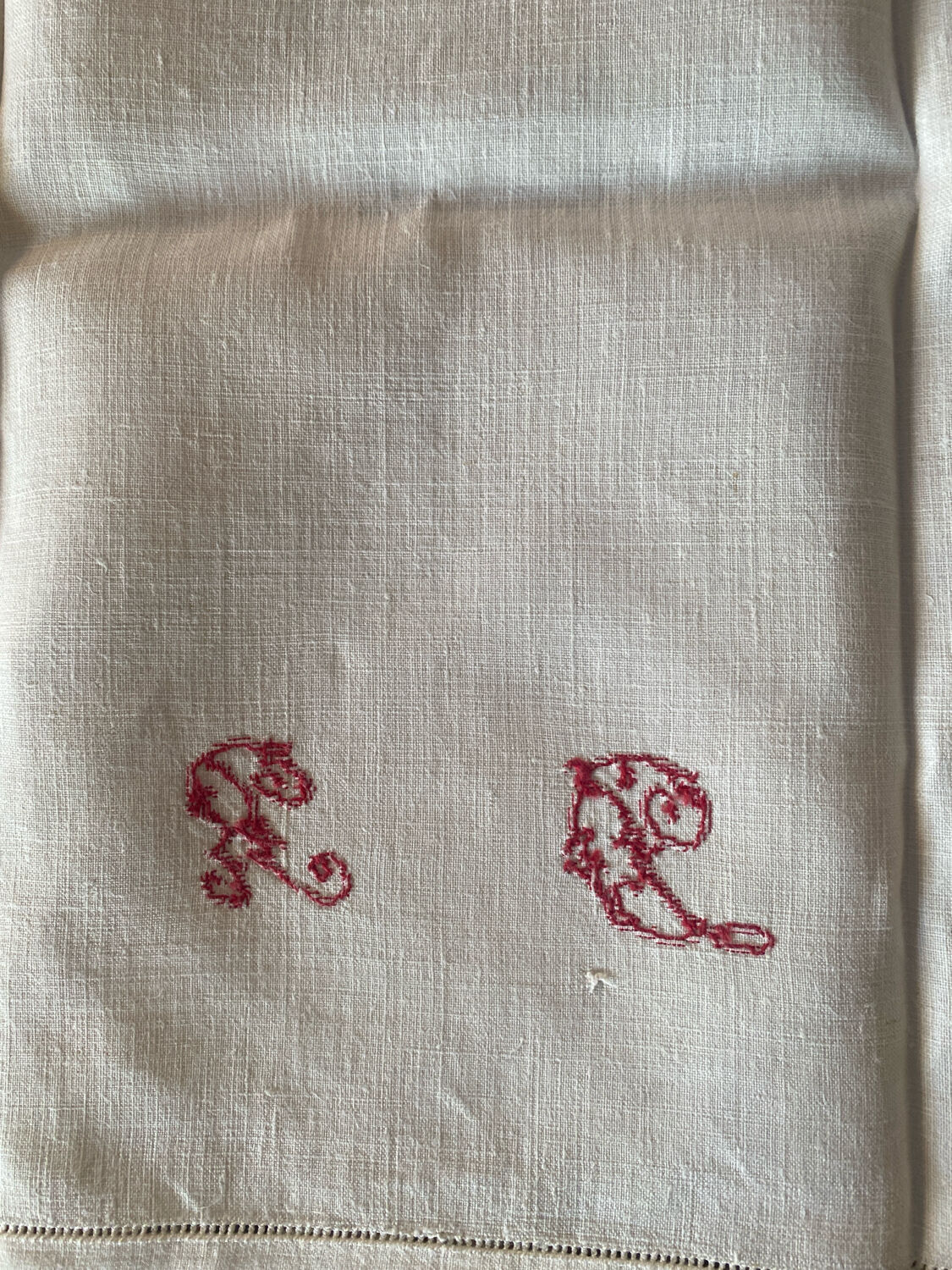 Monogrammed linen table runner