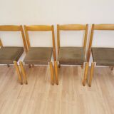 Vintage Miroslav Navratil Dining Chairs: 1970s Czechoslovakia, Gray Fabric