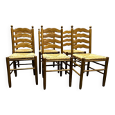 Ensemble de 6 chaises de salle à manger de style provençal en chêne avec assise en jonc