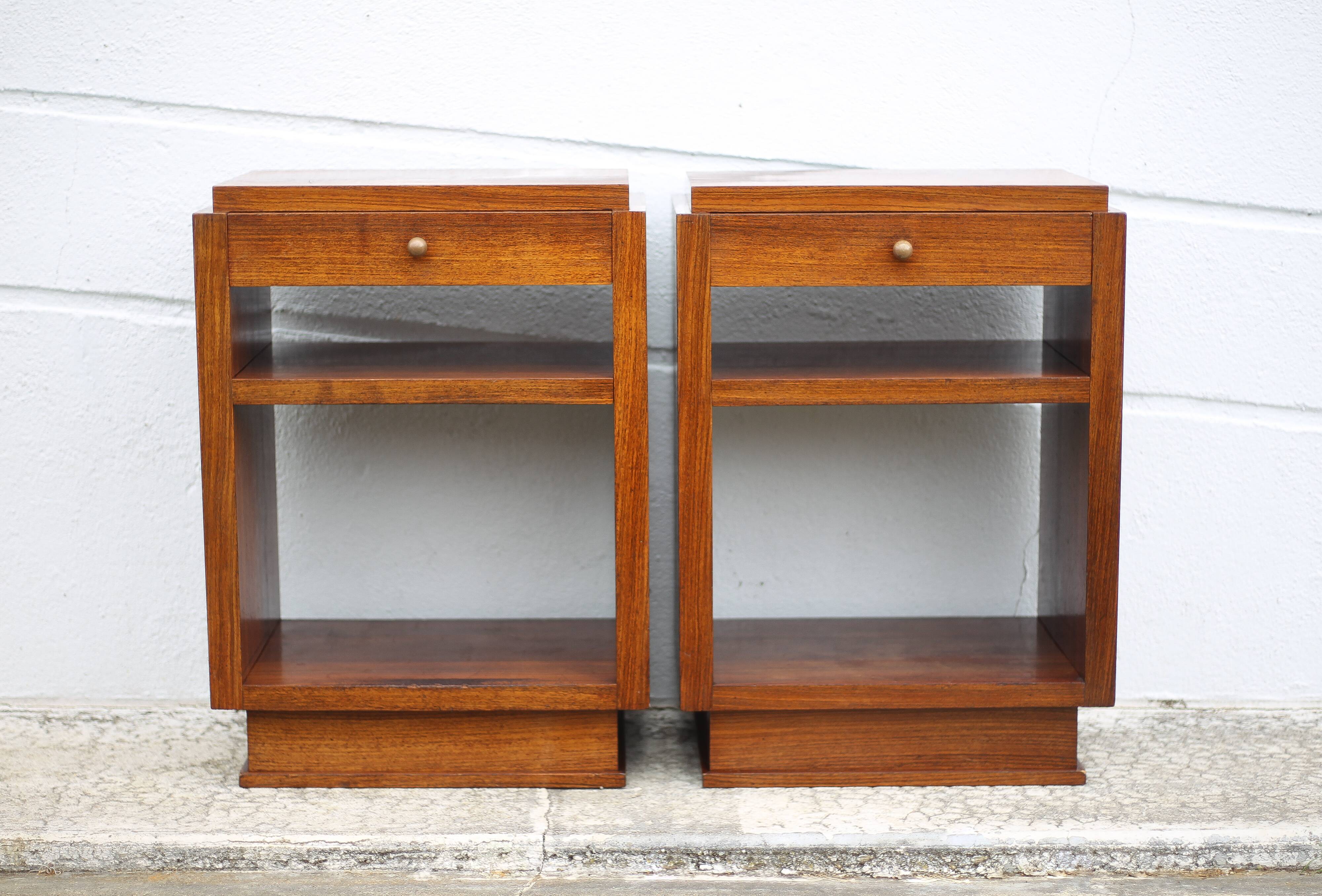Pair of art deco nightstands, art deco wooden bedside tables, can end