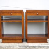 Pair of art deco nightstands, art deco wooden bedside tables, can end