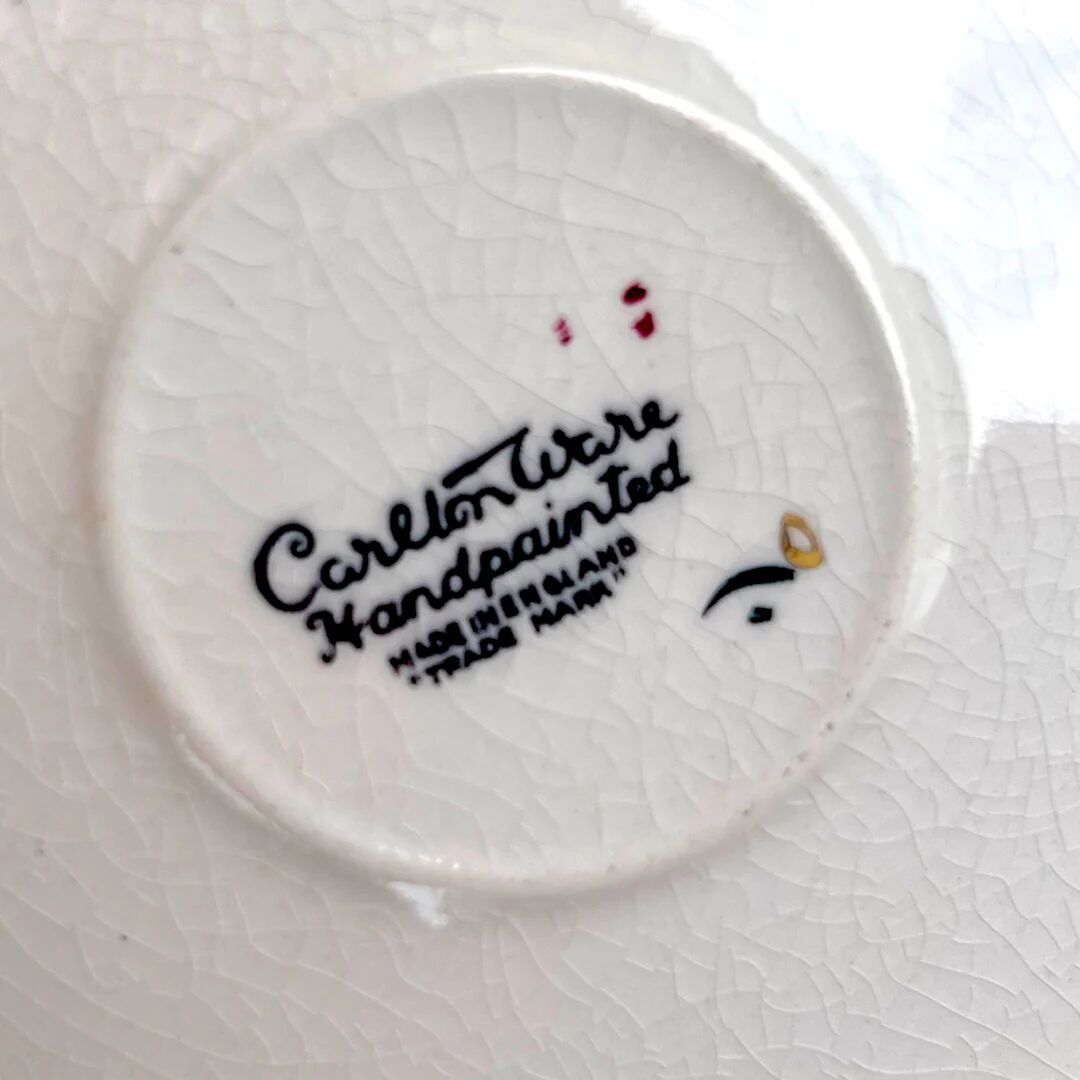 Vintage Carlton Ware coffee service “Rouge Royale” – 4 cups, coffee pot, sugar bowl, and milk jug – England 1940s-50s