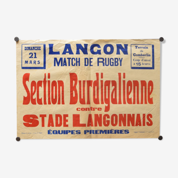 "Rugby Match" poster - City of Langon - 1930s