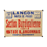 "Rugby Match" poster - City of Langon - 1930s