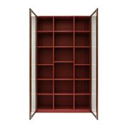 Mid-Century Afra & Tobia Scarpa Italian Wood Red Lacquer And Glass  Vitrine