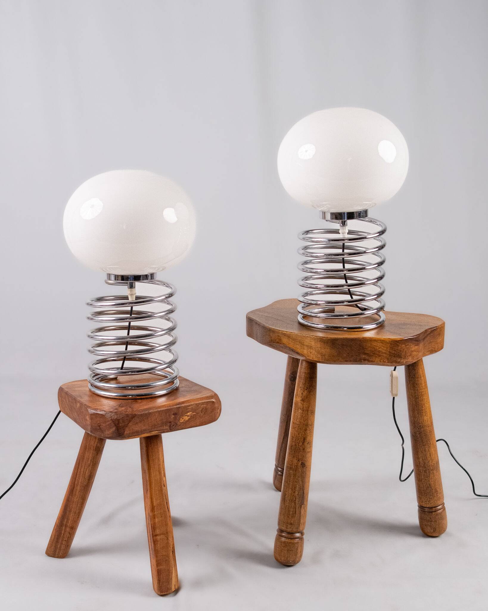 Paire de lampes ressort style Ingo Maurer, France, 1970s