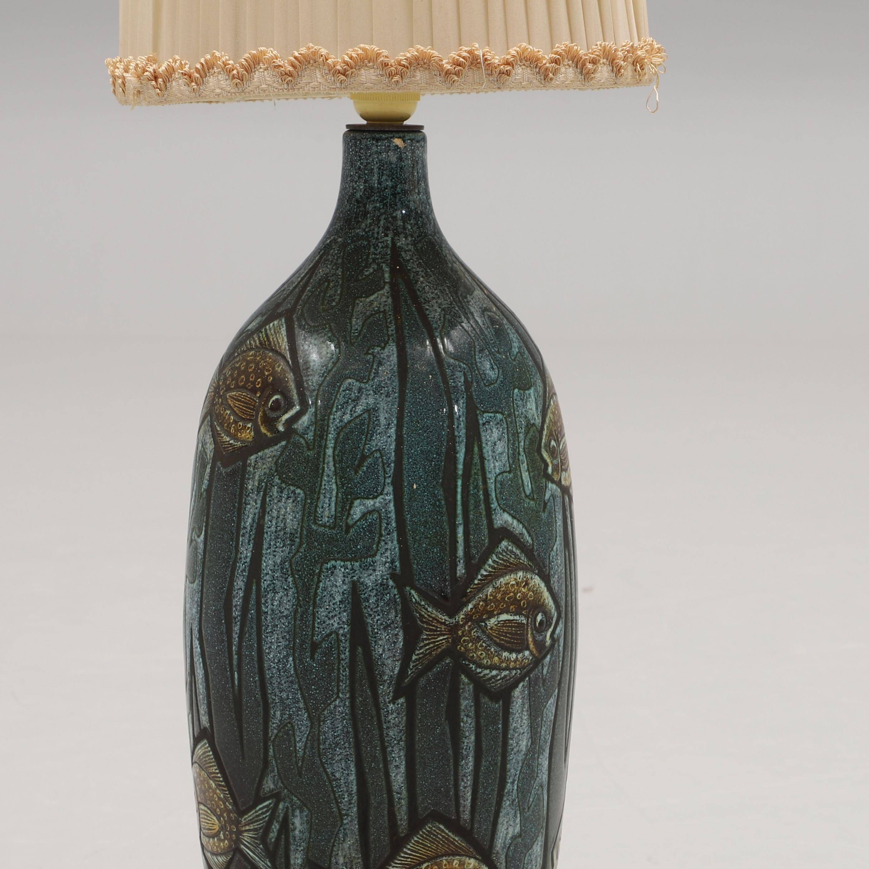 Bonnie Rehnkvist Ceramic table lamp for Torngrens, Falkenberg, Sweden, 1960