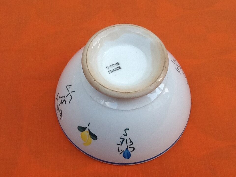Old bowl " Cafés Brasila " Faience Digoin France Hand Painted