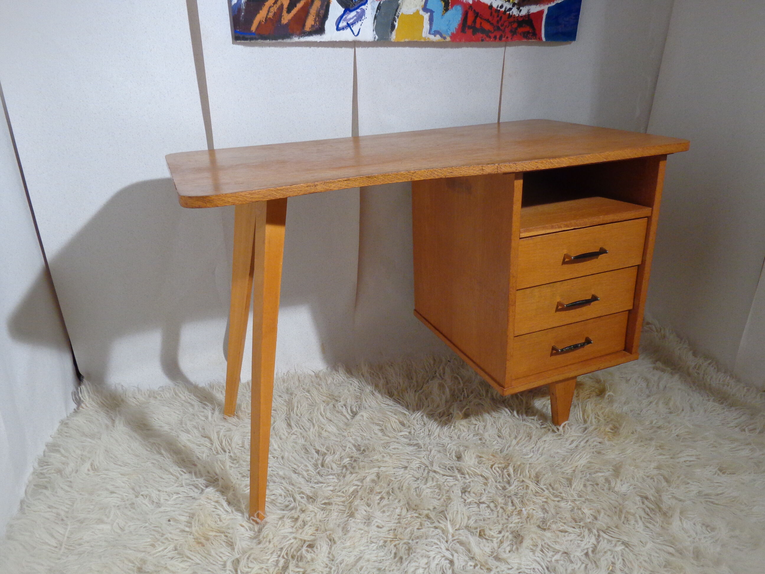 Vintage desk shape bean feet compass year 60