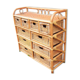Old Rattan/Light Wicker 10 Drawer Chest of Drawers
