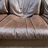 Modular sectional soft dark brown leather sofa by Arflex, Italy 1970