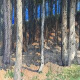 Painting Watercolor attr. G. GIRARDOT (1856-1914) Forest landscape circa 1900