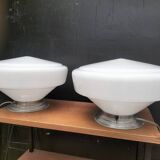 Paire de lampes opaline