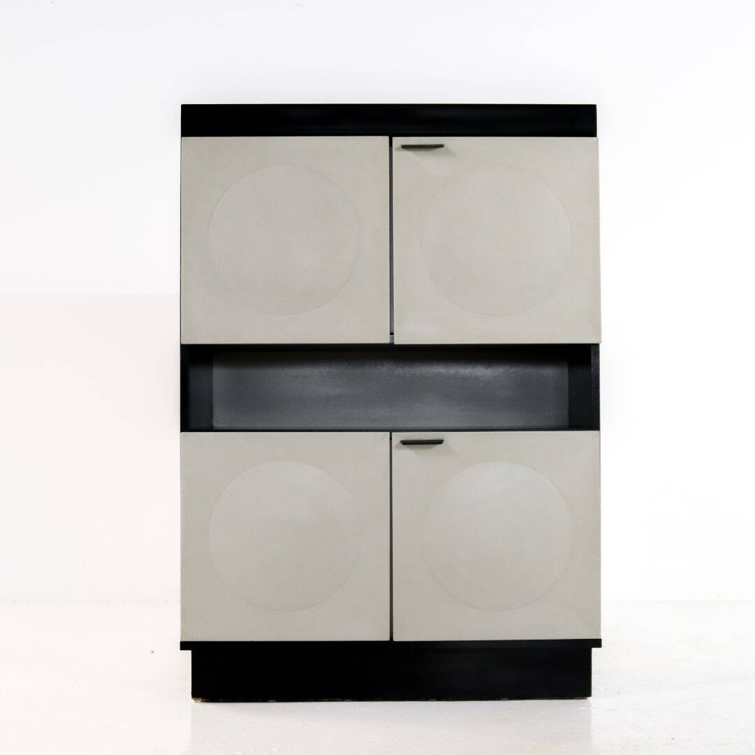 Black and White Oak Brutalist Bar Cabinet