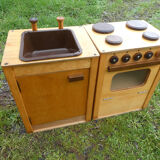 Vintage wooden children's school kitchen set