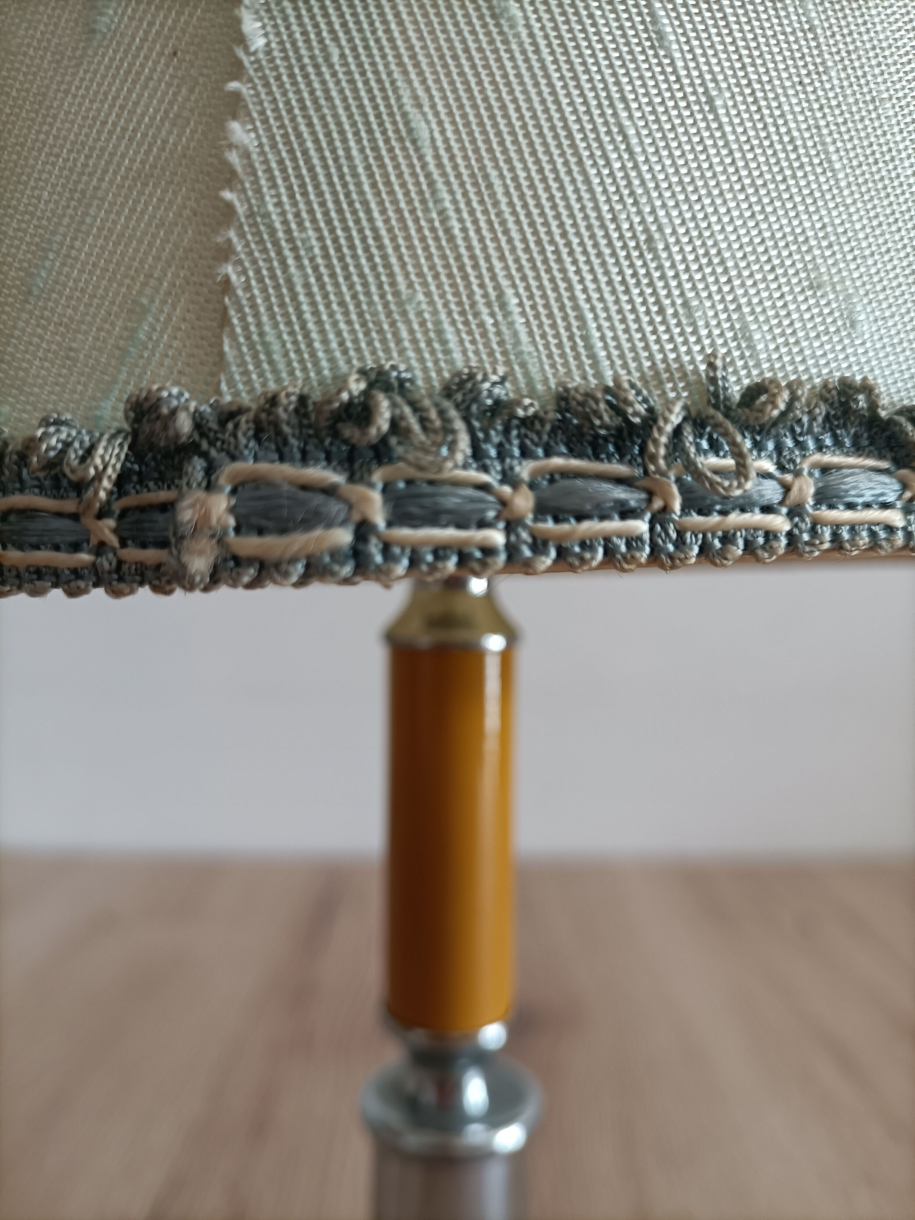 Solid brass candle holder lamp and vintage fabric