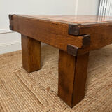 Oak and ceramic coffee table from the mid-20th century.