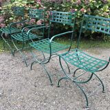 2 armchairs and 2 chairs in full wrought iron, handcrafted.