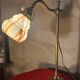 Lampe de bureau réglable ancienne en laiton et verre