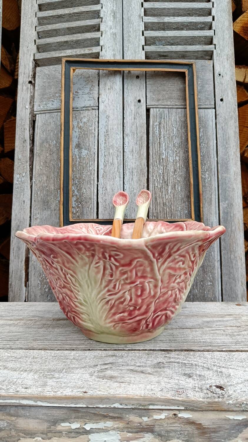 Pink cabbage slip salad bowl