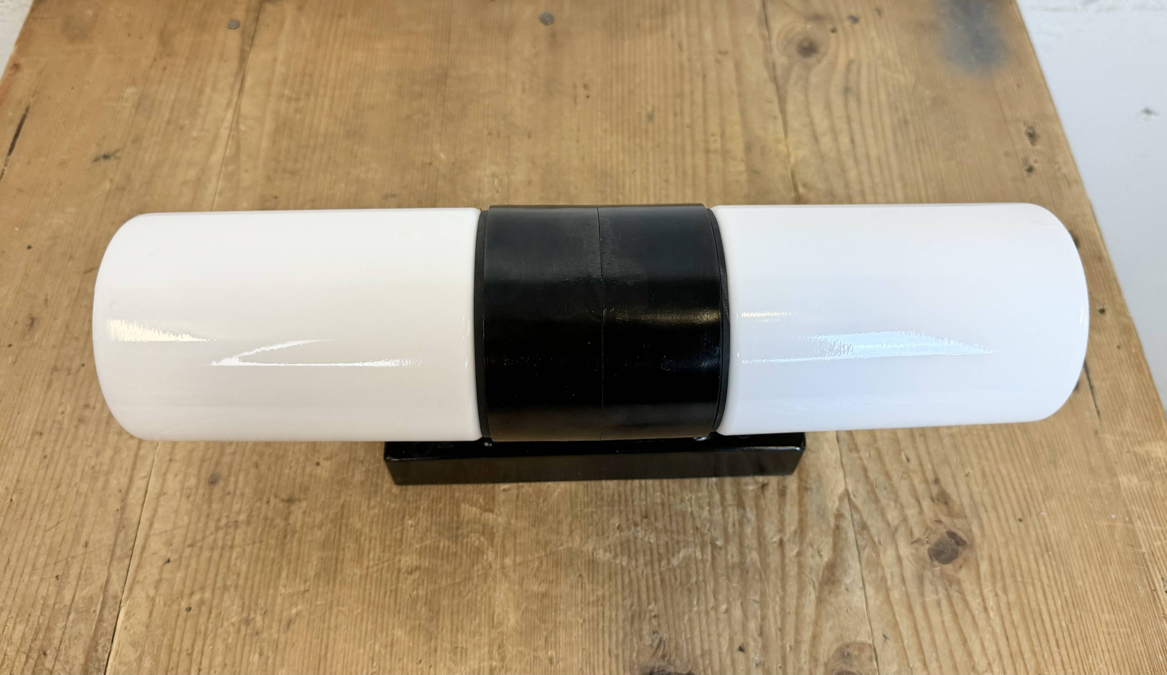 Industrial Brown Bakelite Wall Light with Milk Glass, 1960s