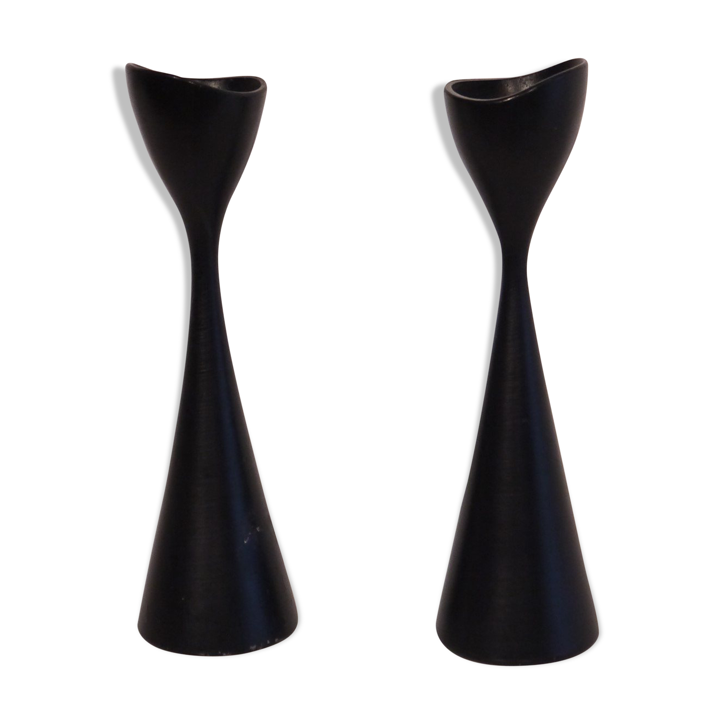 Scandinavian vintage wooden candlesticks