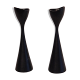 Scandinavian vintage wooden candlesticks