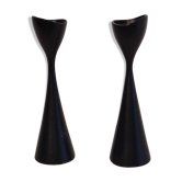 Scandinavian vintage wooden candlesticks
