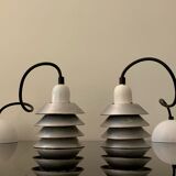 Pair of vintage pendant lights - 70s design metal lamps