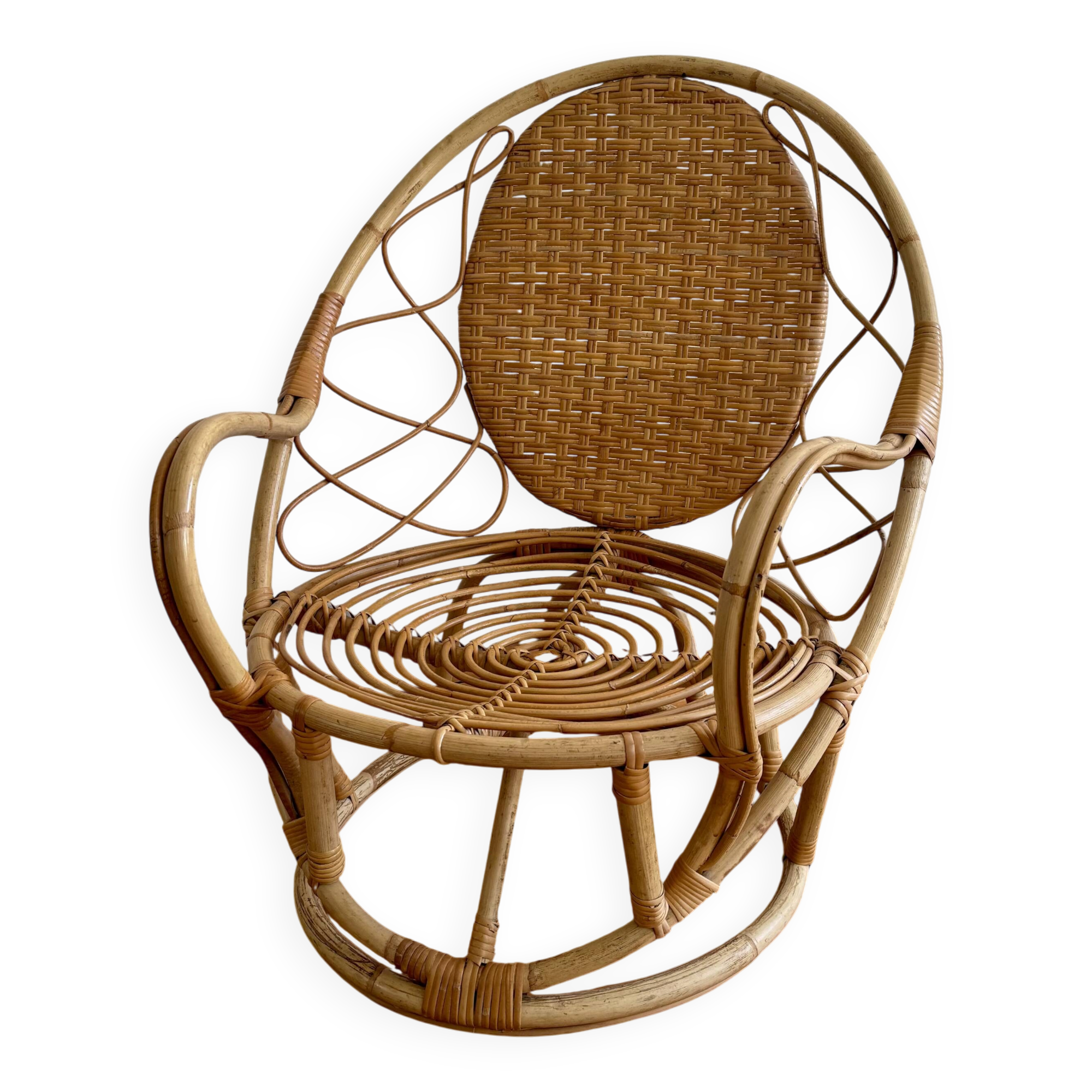1960 vintage bamboo rattan armchair