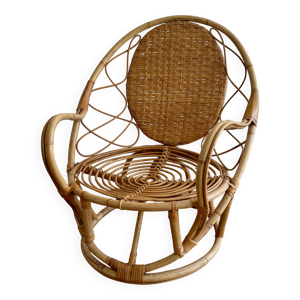 Fauteuil rotin bambou - 1960