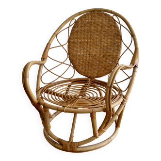 1960 vintage bamboo rattan armchair