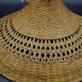 Rattan chandelier and lampshade - circa 1970