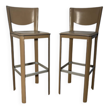 Pair of leather stools Enrico Pellizoni