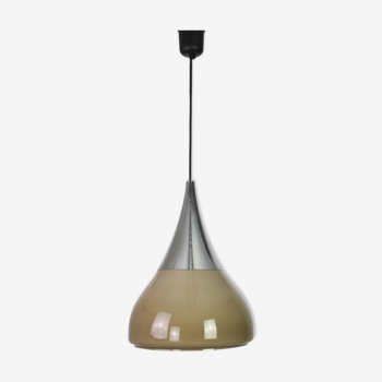 Iced brown opaline glass pendant lamp