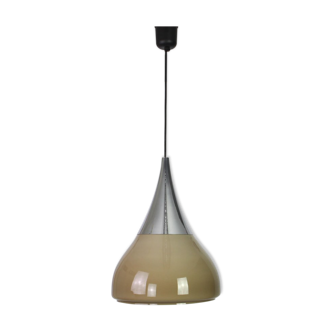 Iced brown opaline glass pendant lamp