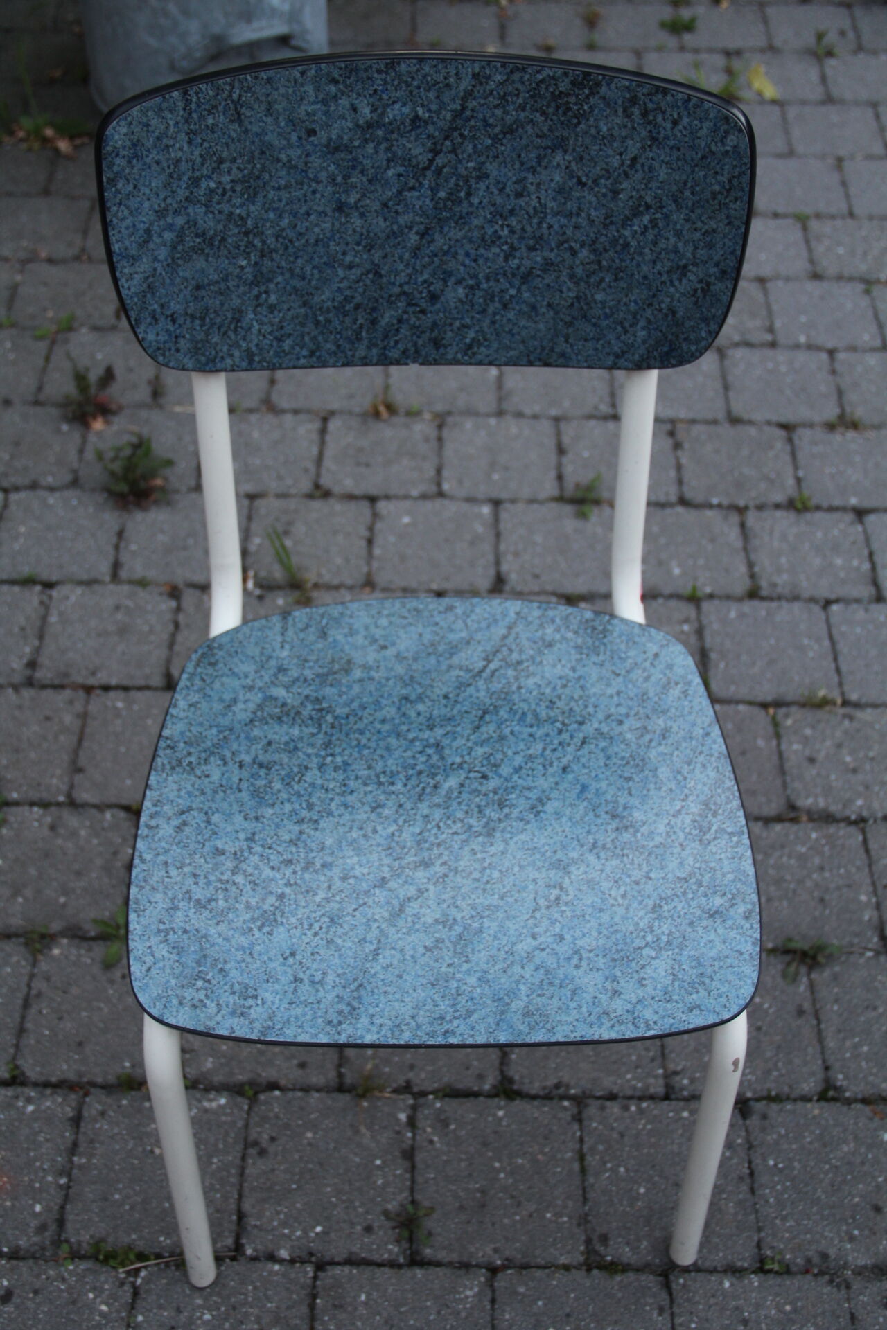 2 blue Formica cjaises, circa 1950